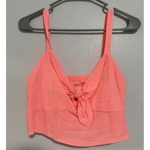 Universal Thread Goods Co Coral Pink Knot Front Smocked Crop Tank Top Size S